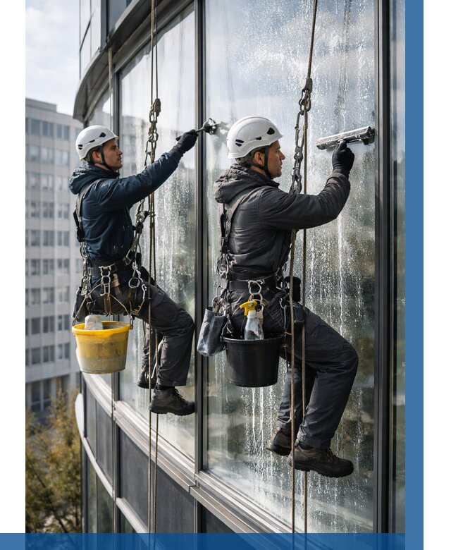 Мойка панорамных окон в Ханты-Мансийске от 357 р. заказать у ВЫСОТНИК-Хнт