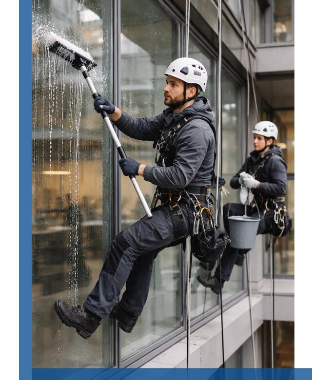 Профессиональная мойка витражей промышленными альпинистами в Ханты-Мансийске