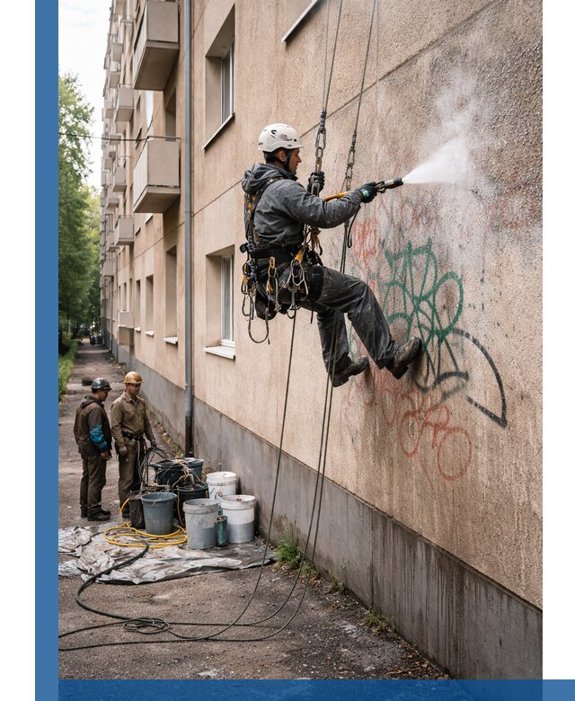 Удаление граффити с фасада в Ханты-Мансийске без следов и повреждений