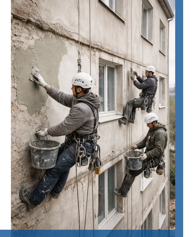 Ремонт штукатурного фасада в Ханты-Мансийске от 766 р. под ключ | ВЫСОТНИК-Хнт