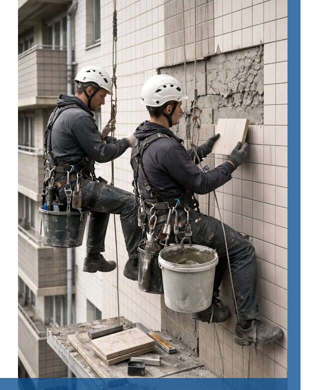 Ремонт облицовки фасада плиткой в Ханты-Мансийске от 1838 р. | ВЫСОТНИК-Хнт