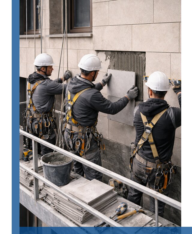 Ремонт облицовки фасада плиткой в Ханты-Мансийске с гарантией