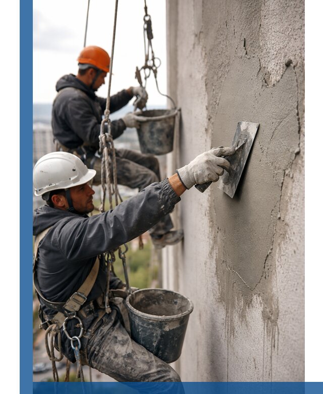 Штукатурка фасада на высоте в Ханты-Мансийске профессиональные работы