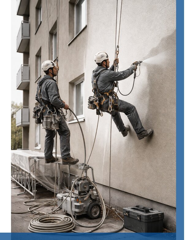 Безвоздушная покраска фасада в Ханты-Мансийске от 225 р/м² | ВЫСОТНИК-Хнт