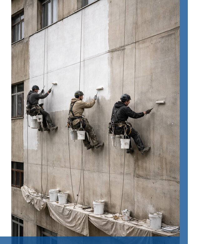 Покраска бетонного фасада в Ханты-Мансийске от 357 р за м2 | ВЫСОТНИК-Хнт