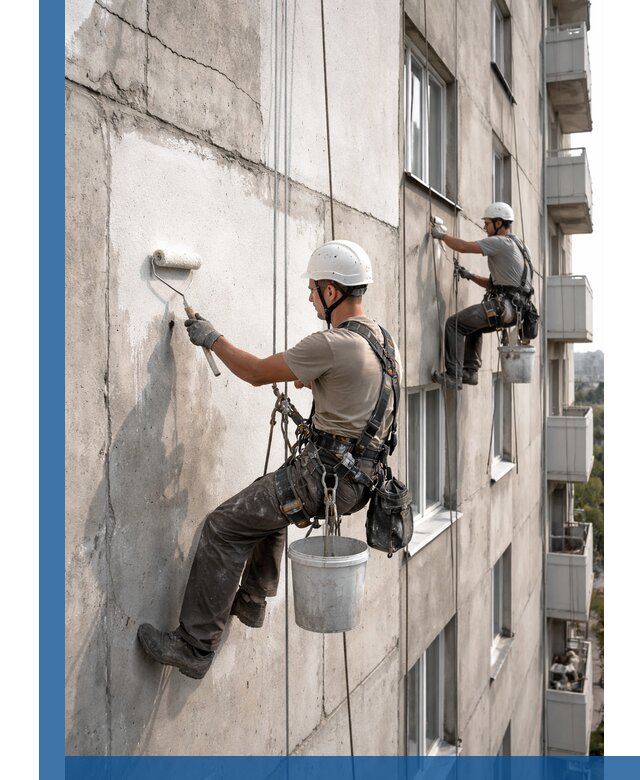 Покраска бетонного фасада в Ханты-Мансийске для жилых и промышленных объектов