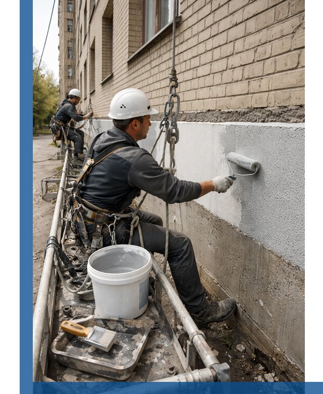 Окраска цоколя здания в Ханты-Мансийске профессионально и надежно