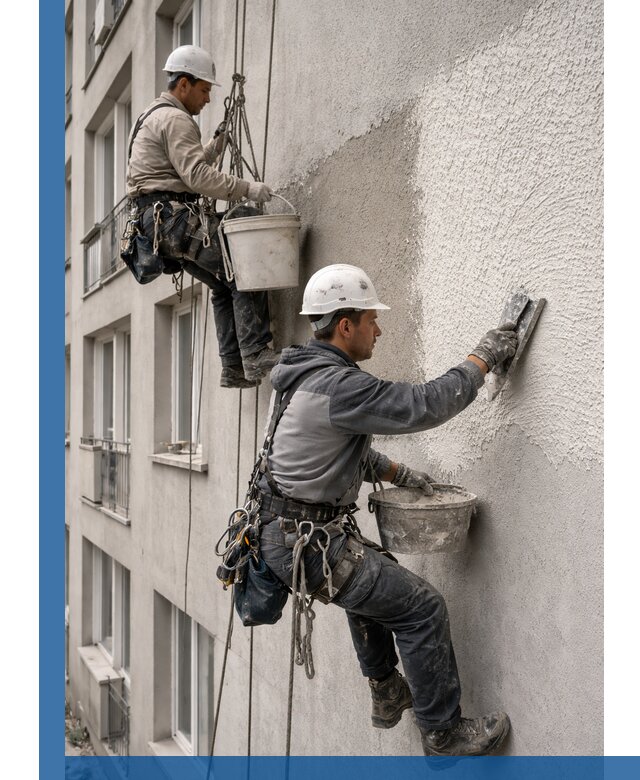 Нанесение декоративной штукатурки короед на фасад в Ханты-Мансийске