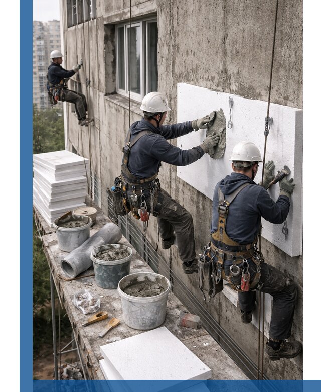 Утепление фасада пенополистиролом в Ханты-Мансийске под ключ