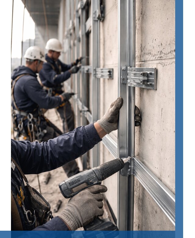 Монтаж подсистемы вентфасада в Ханты-Мансийске от 868 р. | ВЫСОТНИК-Хнт