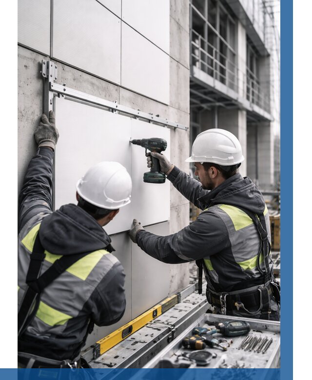 Монтаж композитных панелей фасада в Ханты-Мансийске от 2552 р. | ВЫСОТНИК-Хнт