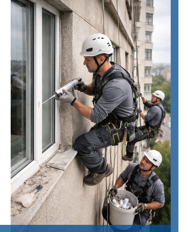 Герметизация оконных швов снаружи в Ханты-Мансийске от 1531 р. | ВЫСОТНИК-Хнт