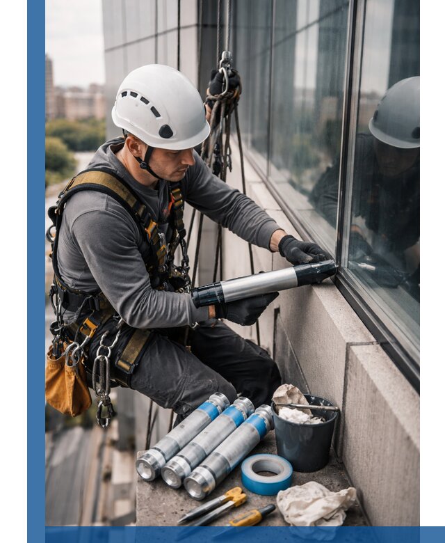 Герметизация стыков витража в Ханты-Мансийске для герметичных фасадов