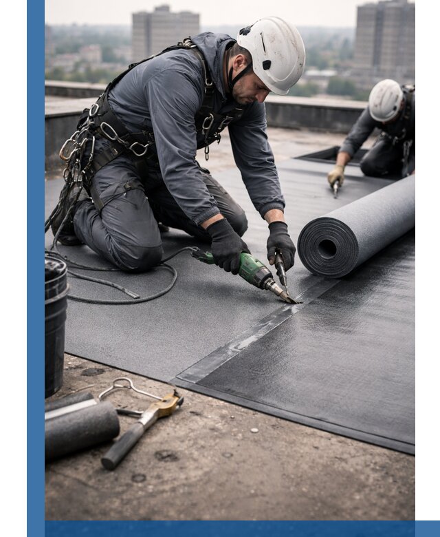 Ремонт мягкой кровли в Ханты-Мансийске с выездом промальпинистов