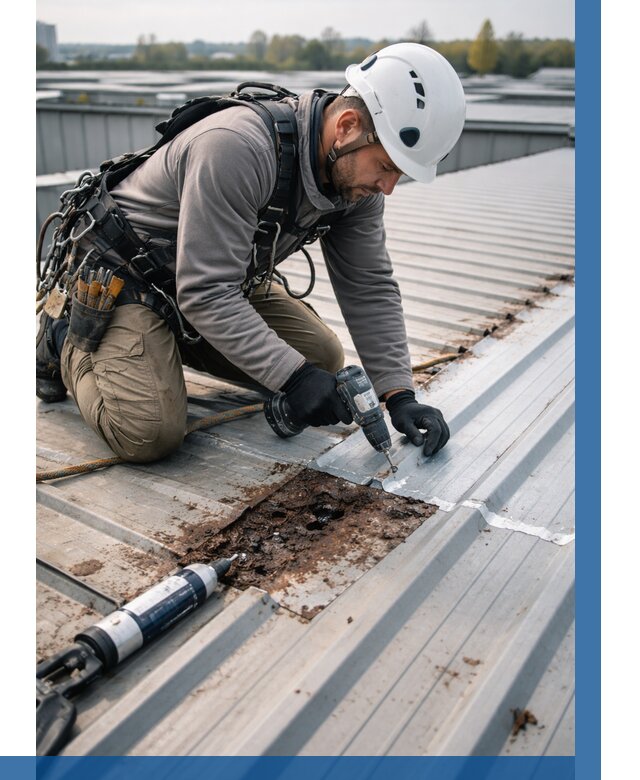 Ремонт профнастила на кровле в Ханты-Мансийске от 715 р. | ВЫСОТНИК-Хнт