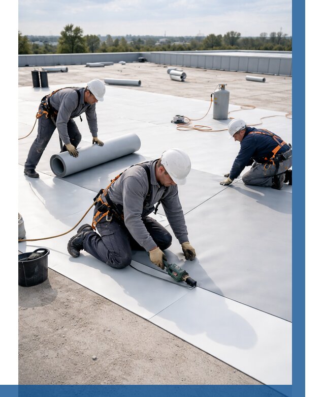 Монтаж мембранной кровли под ключ в Ханты-Мансийске от 1225 р. | ВЫСОТНИК-Хнт