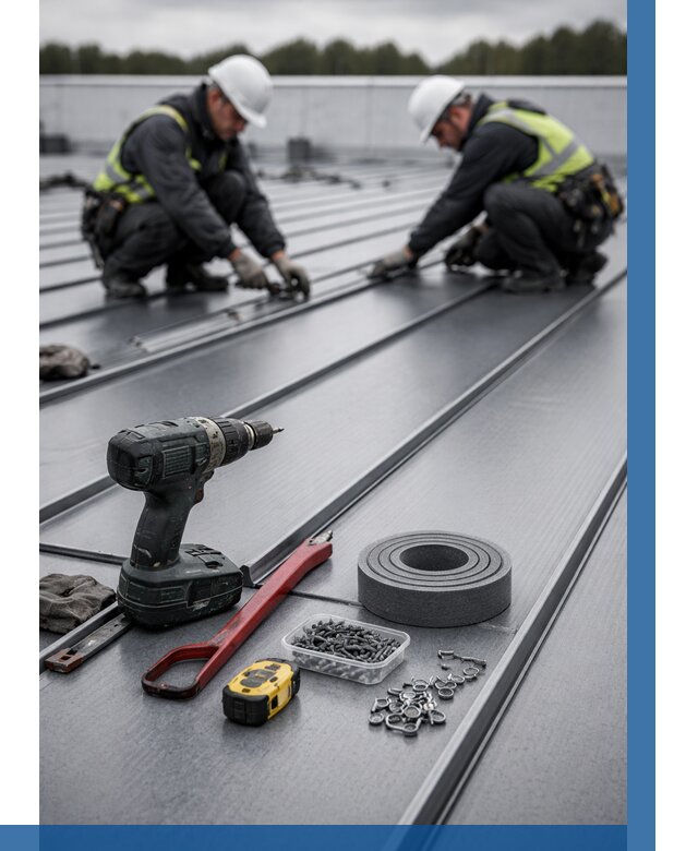 Монтаж фальцевой кровли в Ханты-Мансийске от 1838 р. | ВЫСОТНИК-Хнт