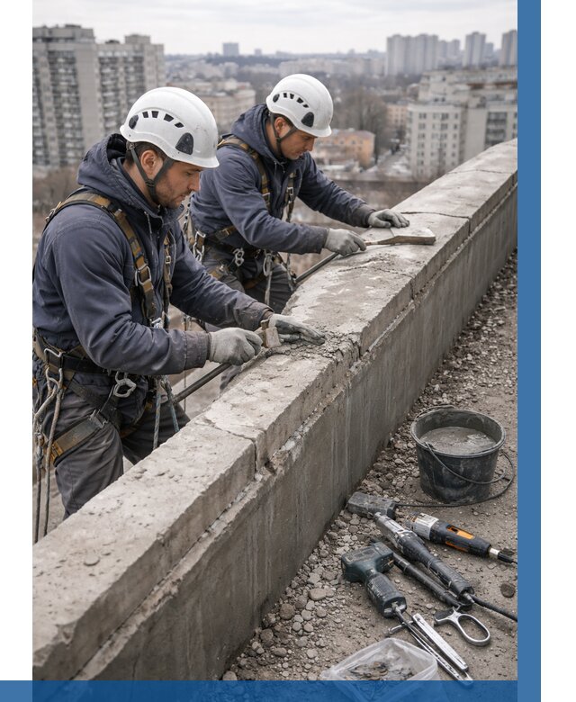 Ремонт парапета на кровле в Ханты-Мансийске от 1531 р. | ВЫСОТНИК-Хнт