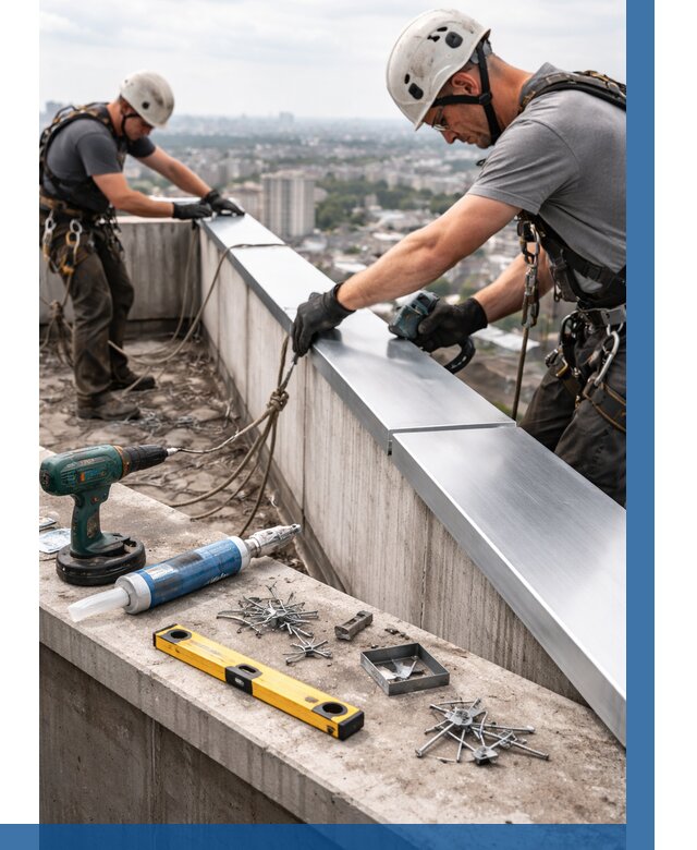 Монтаж парапетных крышек в Ханты-Мансийске от 817 р. | ВЫСОТНИК-Хнт