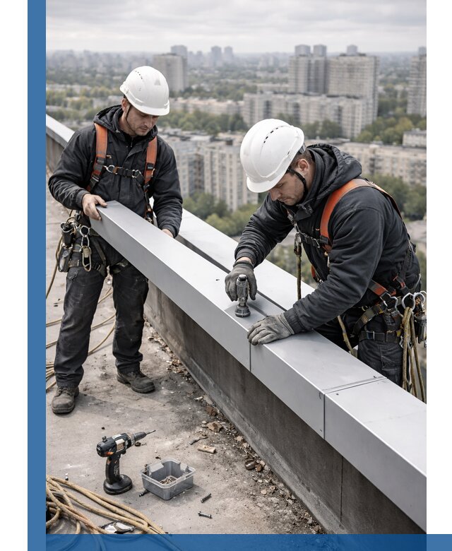 Монтаж парапетных крышек и ограждений кровли в Ханты-Мансийске