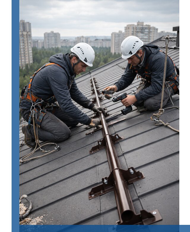 Монтаж снегозадержателей на кровле зданий в Ханты-Мансийске под ключ