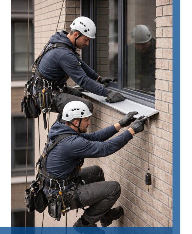 Монтаж оконных отливов под ключ в Ханты-Мансийске от 3573 р. | ВЫСОТНИК-Хнт