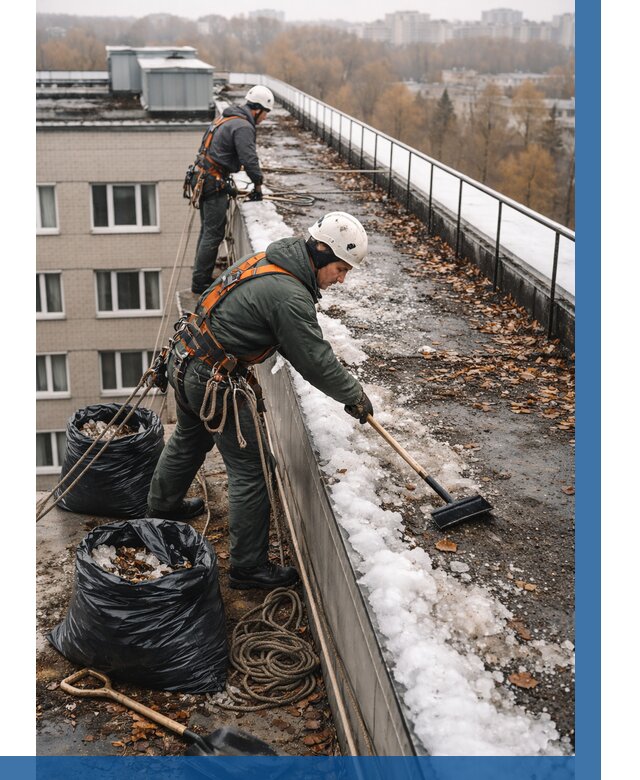 Очистка кровли по периметру в Ханты-Мансийске от 561 р. | ВЫСОТНИК-Хнт