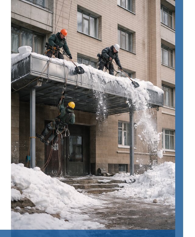 Очистка козырьков от снега в Ханты-Мансийске от 3573 р. | ВЫСОТНИК-Хнт