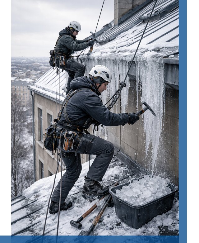 Удаление наледи с кровли в Ханты-Мансийске от 5615 р. | ВЫСОТНИК-Хнт