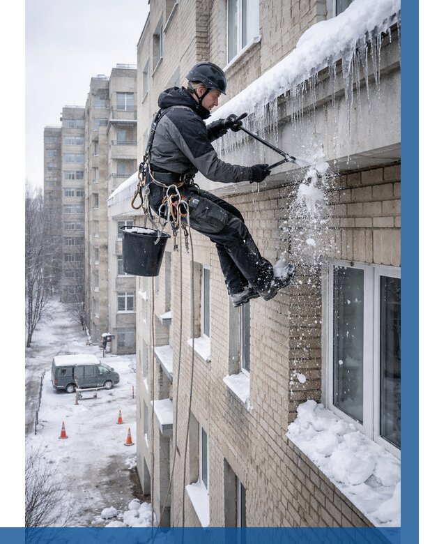 Удаление наледи с карнизов в Ханты-Мансийске от 357 р. | ВЫСОТНИК-Хнт