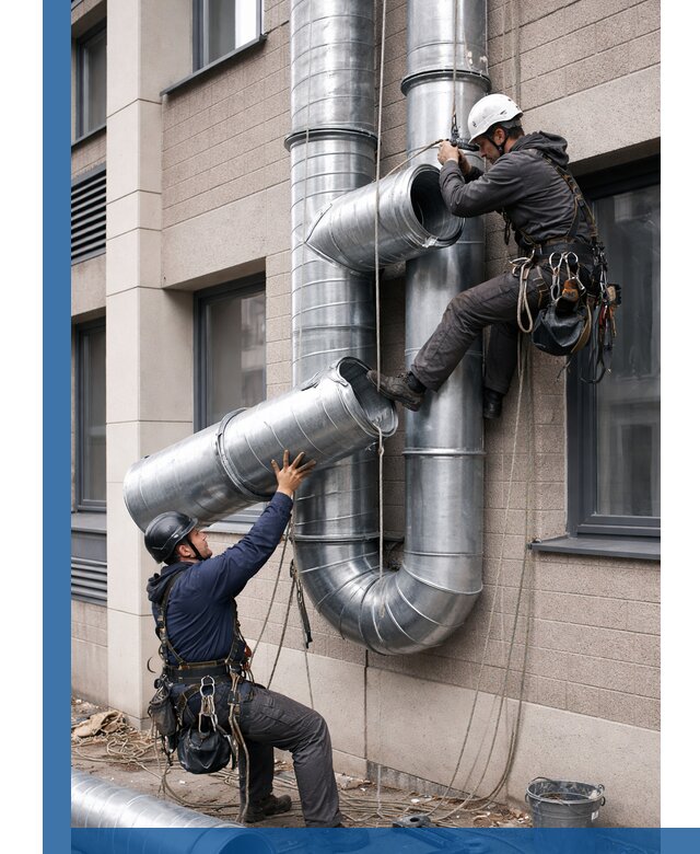 Монтаж фасадных воздуховодов в Ханты-Мансийске с герметизацией и крепежом
