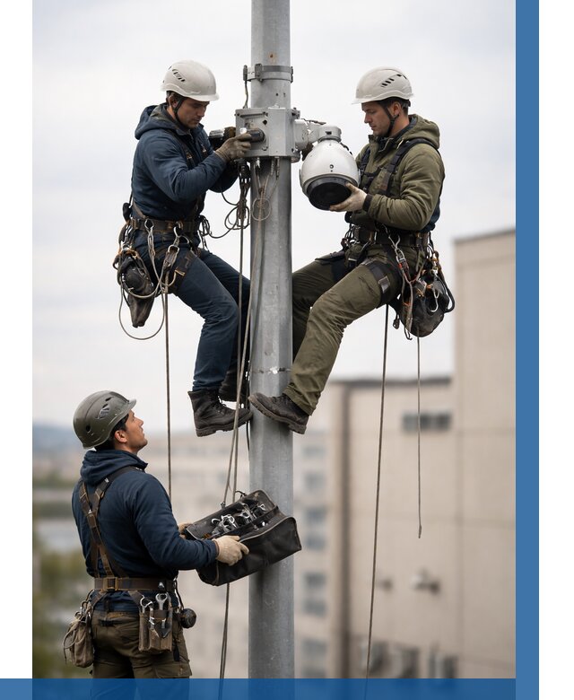 Установка видеокамер на мачте в Ханты-Мансийске от 8678 р. | ВЫСОТНИК-Хнт