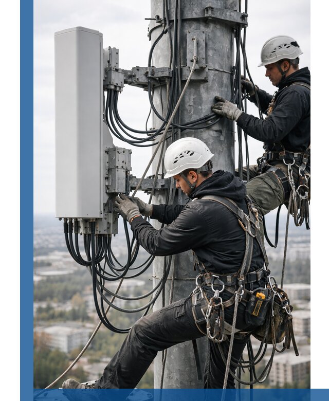 Монтаж оборудования связи на мачте в Ханты-Мансийске с пусконаладкой