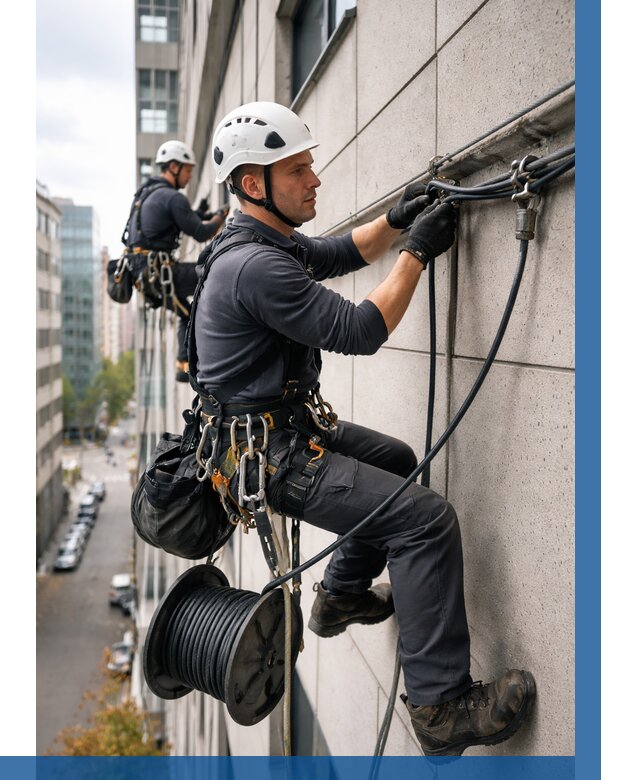 Прокладка кабеля по фасаду в Ханты-Мансийске от 357 р. | ВЫСОТНИК-Хнт