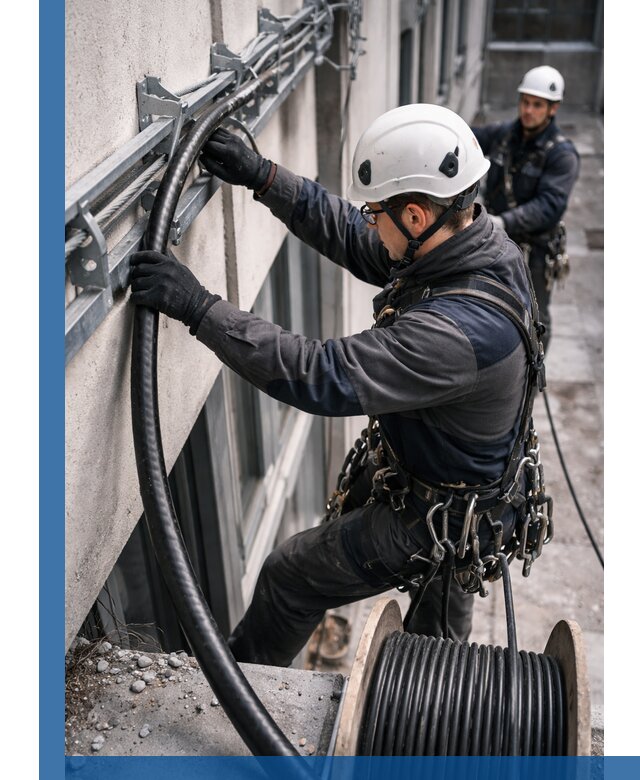 Протяжка кабеля питания на высоте в Ханты-Мансийске с гарантией безопасности и качества