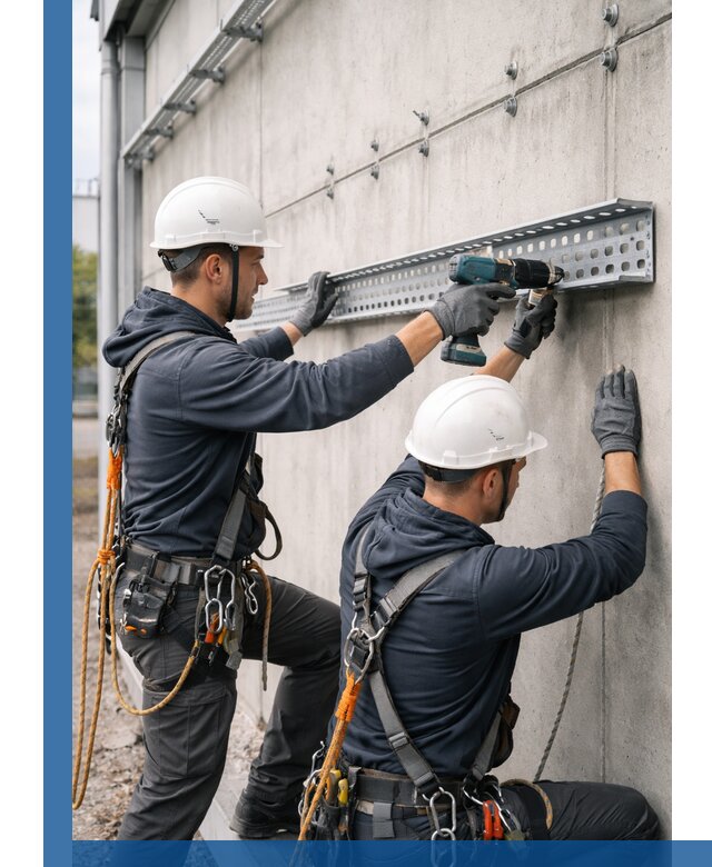 Монтаж кабельных лотков на фасаде зданий в Ханты-Мансийске с гарантией