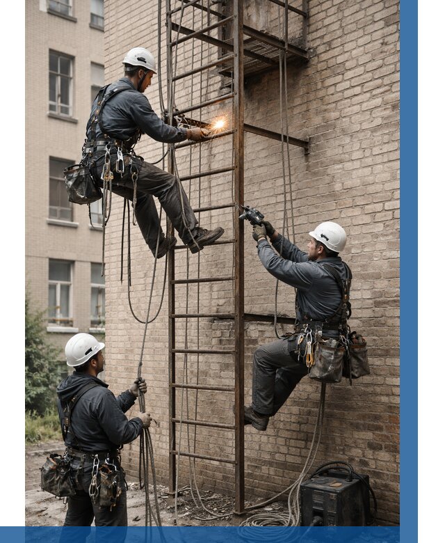 Ремонт пожарной лестницы в Ханты-Мансийске от 7657 р. | ВЫСОТНИК-Хнт