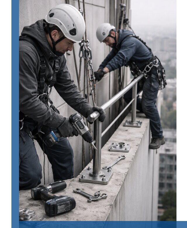 Монтаж перил на высоте в Ханты-Мансийске для жилых и промобъектов