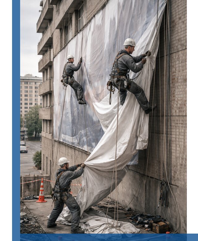 Демонтаж баннеров с фасада в Ханты-Мансийске оперативно и безопасно