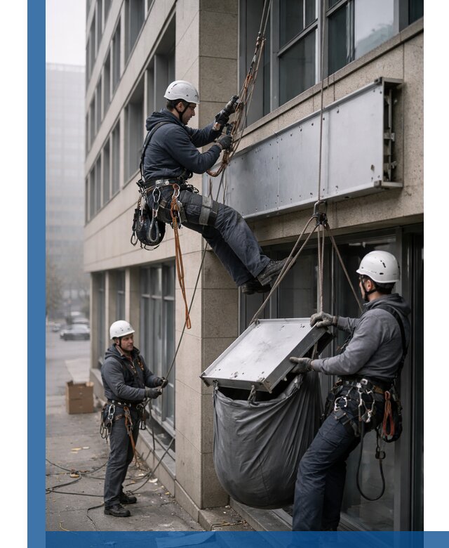 Демонтаж рекламной вывески с высотными работами в Ханты-Мансийске