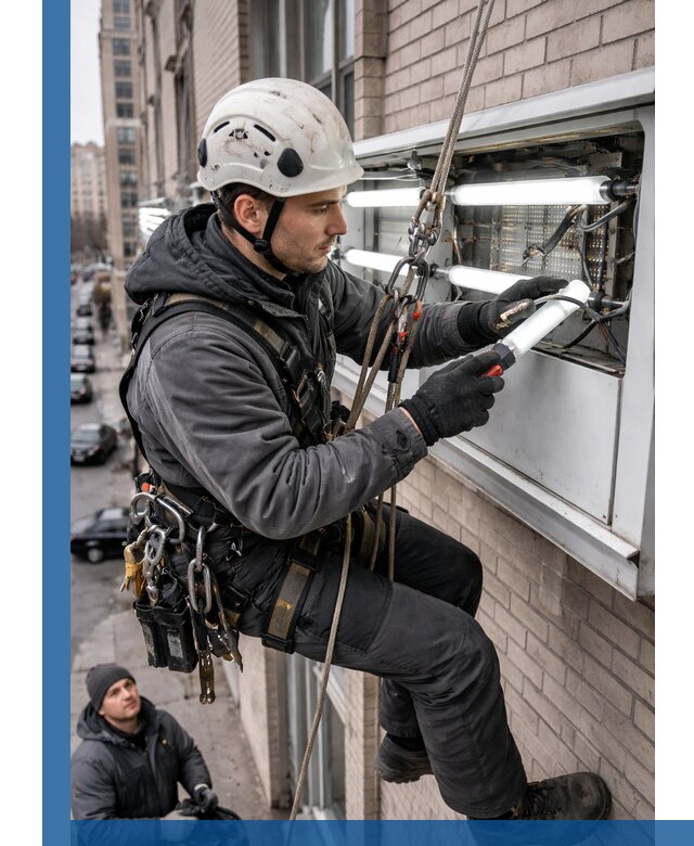Профессиональная замена ламп в наружной вывеске в Ханты-Мансийске