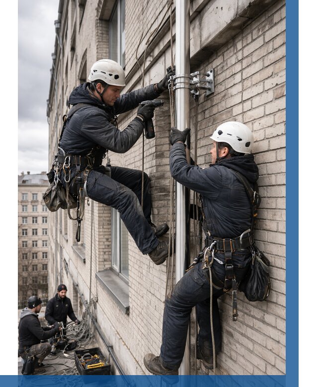 Монтаж флагштока на здании в Ханты-Мансийске от 6636 р. | ВЫСОТНИК-Хнт