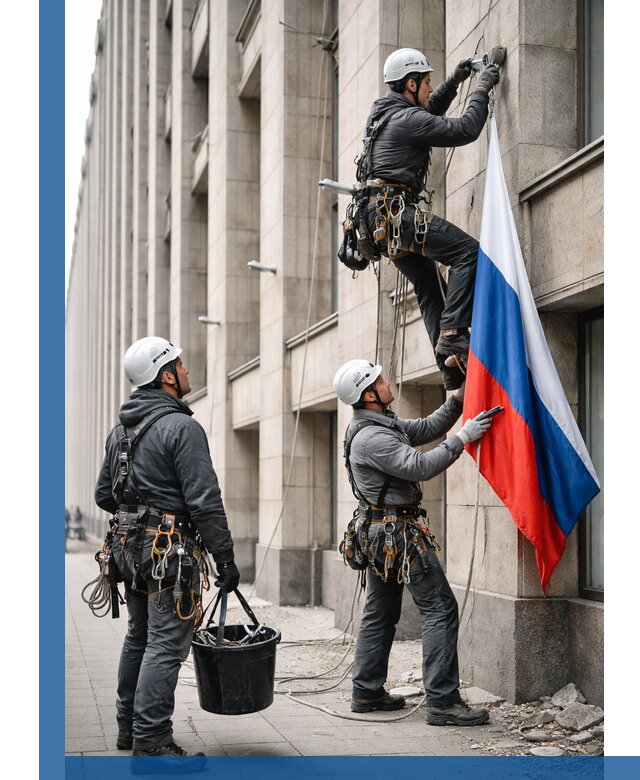 Профессиональная установка флагов на фасаде в Ханты-Мансийске