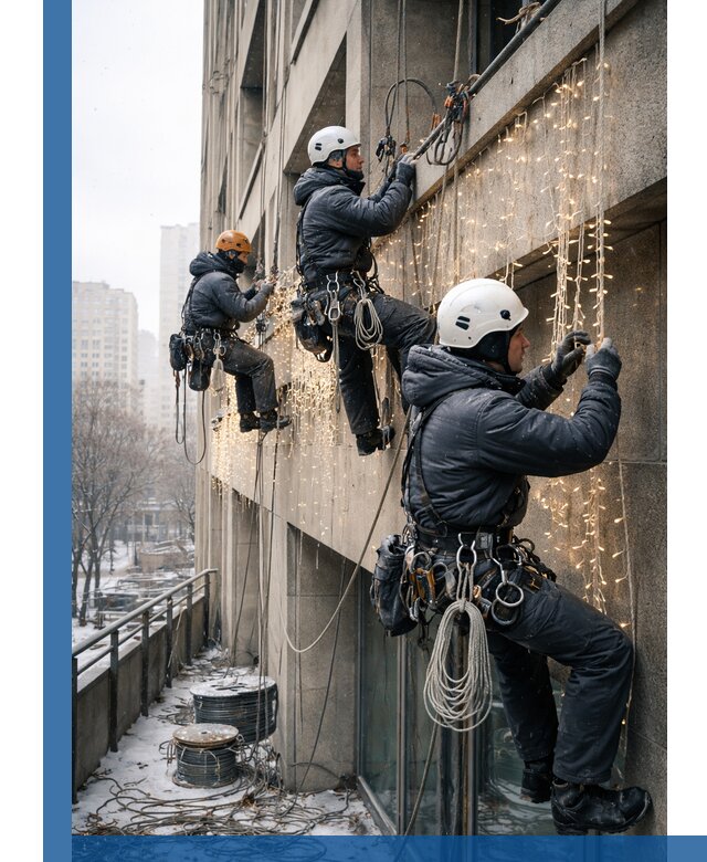 Монтаж новогодней иллюминации и украшение фасадов в Ханты-Мансийске