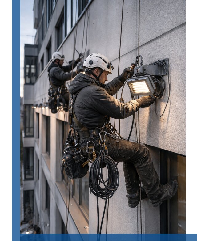 Монтаж фасадного освещения в Ханты-Мансийске установка и подключение