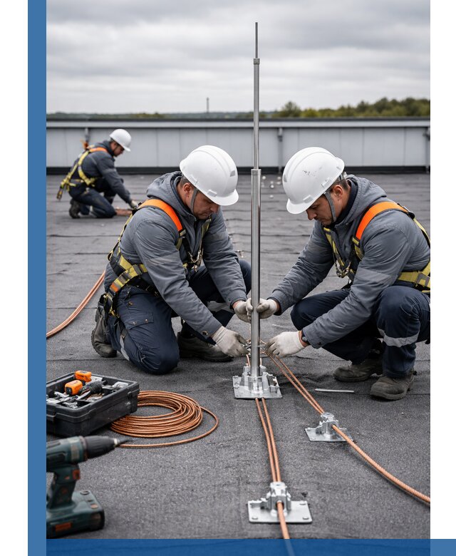 Монтаж молниезащиты на кровле в Ханты-Мансийске под ключ с гарантией