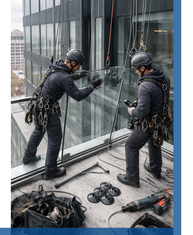 Монтаж стеклянных ограждений в Ханты-Мансийске от 2552 р. | ВЫСОТНИК-Хнт