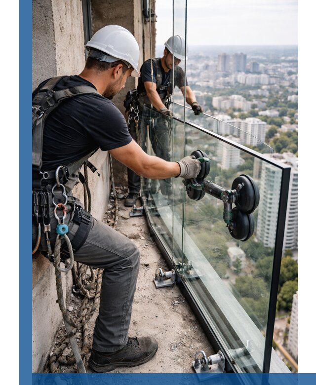 Монтаж стеклянных ограждений под ключ с гарантией в Ханты-Мансийске