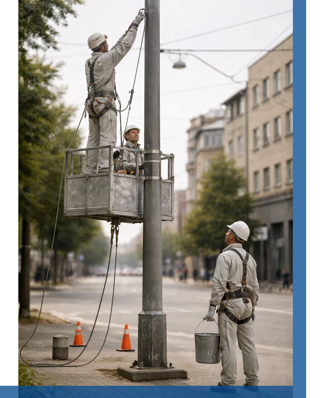 Покраска опор освещения в Ханты-Мансийске от 5105 р. | ВЫСОТНИК-Хнт