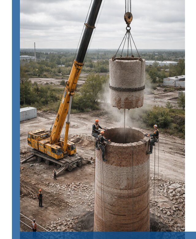 Демонтаж дымовой трубы в Ханты-Мансийске с гарантиями безопасности